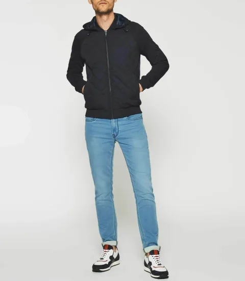 IZAC - Gilet zippé à capuche en molleton marine SWDAVE
