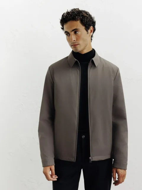 IZAC - Blouson col chemise taupe