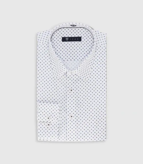 IZAC - Chemise slim à imprimé micro motifs blanc MATHEWOUT
