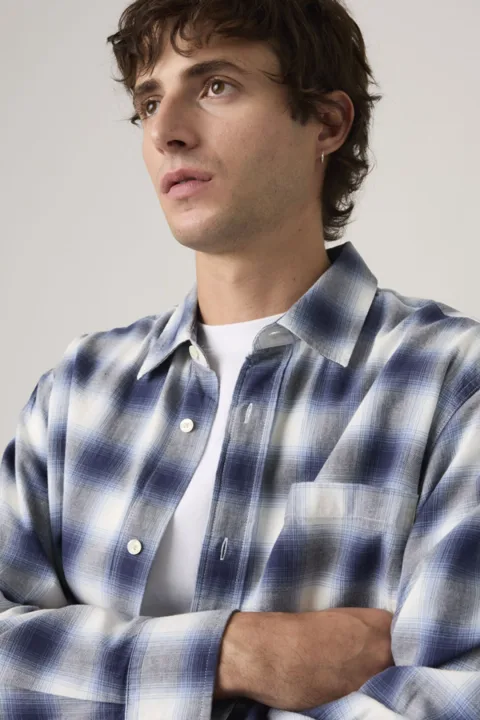 Levi's Surchemise Duboce Boxy - Homme - Bleu / James Plaid Rain Washed - 2XL