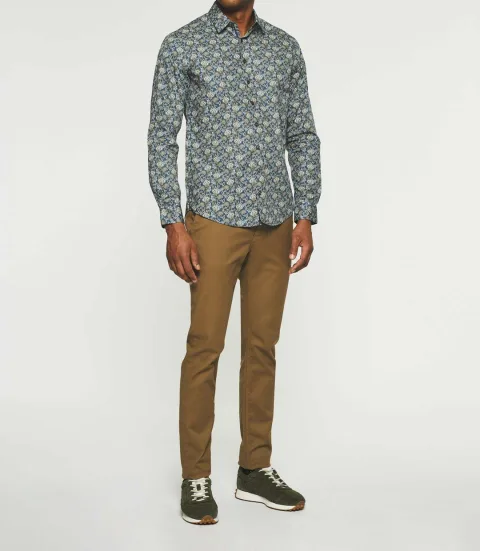 IZAC - Chemise casual à imprimé bleu JASPER