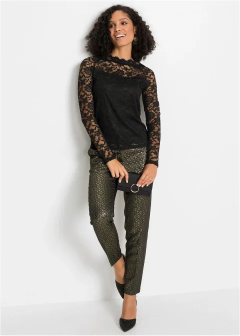 T-shirt manches longues en dentelle