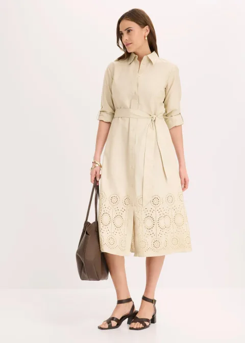 Robe-chemise avec broderies anglaises