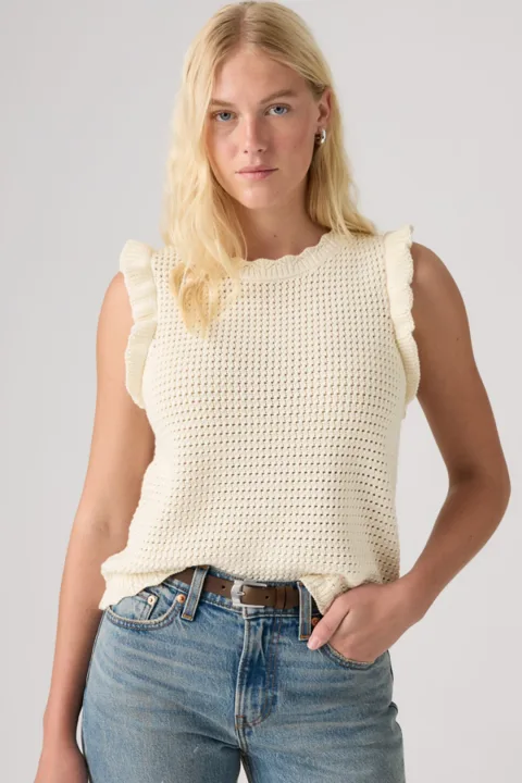 Levi's Lulu Flutter Sleeve Sweater Tank Top - Femme - Noir / Anthracite Night - XS