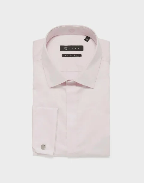 IZAC - Chemise satin slim rose