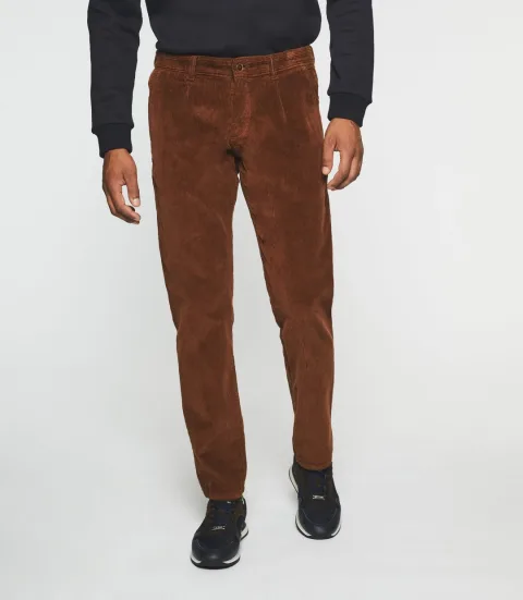 IZAC - Pantalon chino effet velours brique VELOUTE