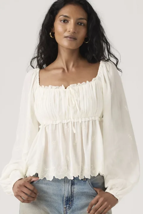 Levi's Blouse Manche Longue Boho Ottie - Femme - Blanc / Egret - XS