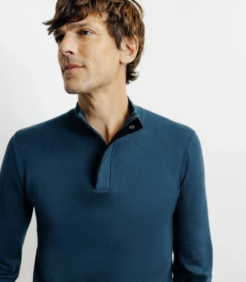 IZAC - Pull col montant demi zippé canard