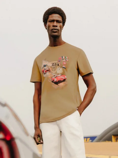 IZAC - T-shirt col rond camel 24h Le Mans
