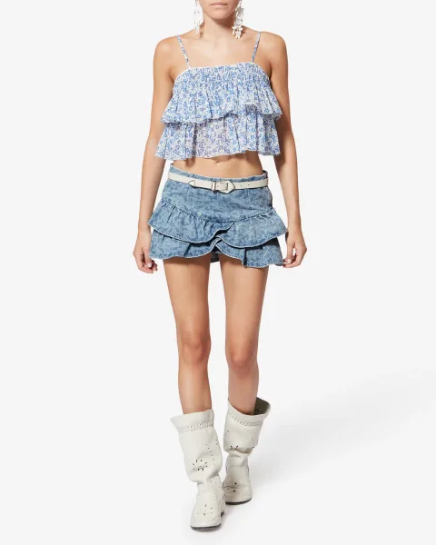 Jupe Leyje - Femme - Bleu - Taille42 - Marant Étoile - Collection Été Femme - Nouvelle Collection Capsule High Summer