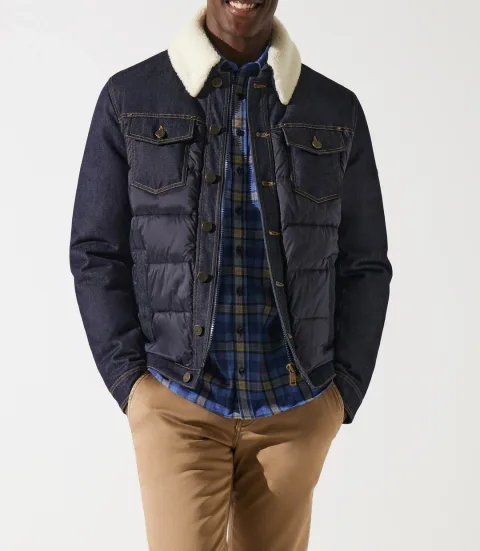 IZAC - Blouson matelasse bi_matiere marine MONTREAL