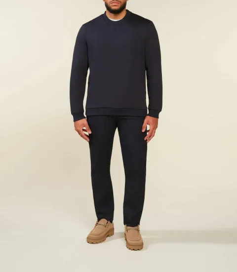 IZAC - Sweat uni col rond marine SWBENJIBT