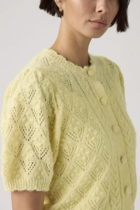 Levi's Cardigan Manche Courte Maille Pointelle Pauline - Femme - Jaune / French Vanilla - 2XS