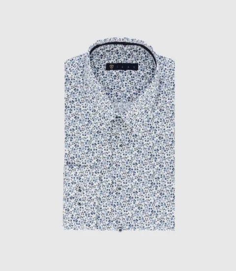 IZAC - Chemise à imprimé floral bleu PERRUCHE