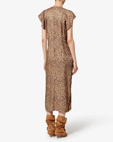 Robe Lyndsay En Soie - Femme - Ocre - Taille 44