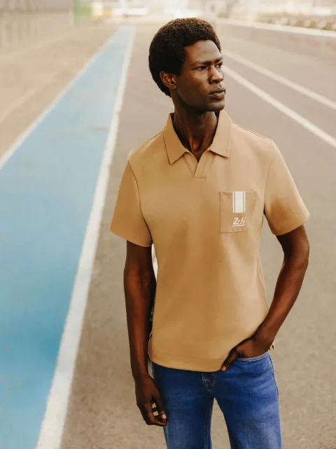 IZAC - Polo col ouvert camel 24h Le Mans