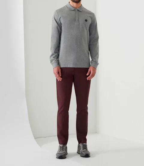IZAC - Polo manches longues gris chiné ''Dexter''
