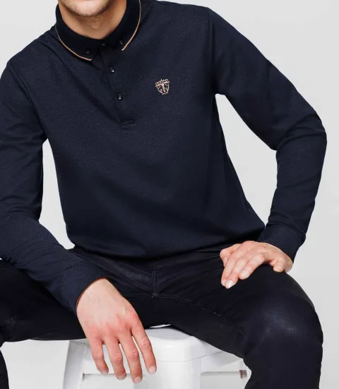 IZAC - Polo jacquard marine