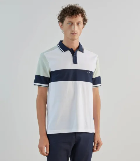 IZAC - Polo avec bandes contrastées blanches