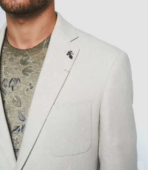 IZAC - Veste casual en coton et lin beige ''Amoa''