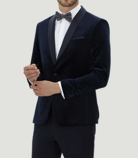 IZAC - Veste en velours marine ''Empire''