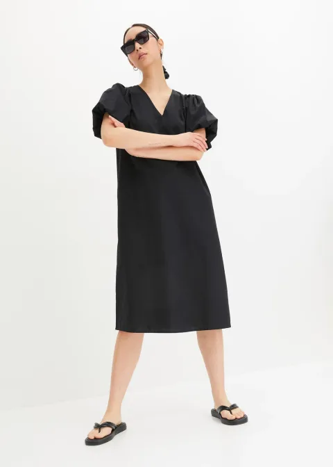 Robe midi tissée en coton