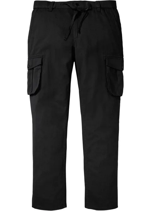 Pantalon droit cargo, regular, à taille élastiquée