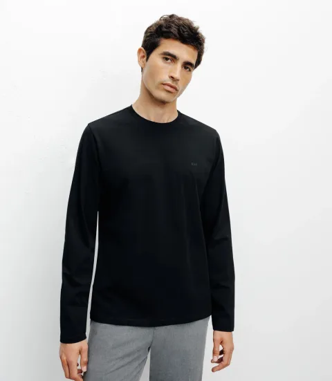 IZAC - T-shirt col rond manches longues noir