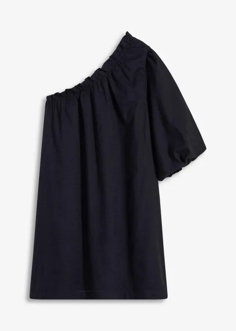 Robe en coton à encolure asymétrique