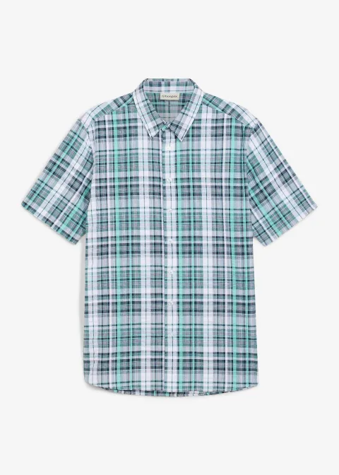 Chemise manches courtes en seersucker 100% coton