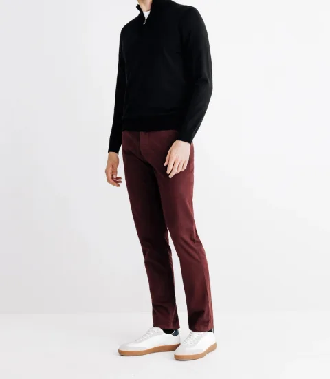 IZAC - Pull en laine mérinos avec demi zip noir