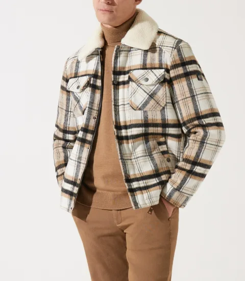 IZAC - Blouson en laine col sherpa camel/noir MUNICH