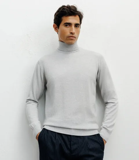 IZAC - Pull col roulé gris chiné