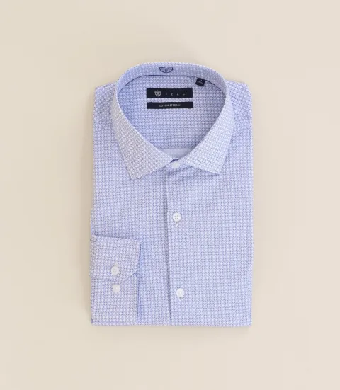 IZAC - Chemise imprimée col semi italien ciel