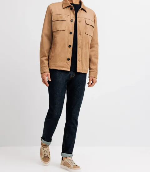IZAC - Blouson en suédine beige