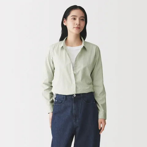 Chemise en coton délavé à mailles larges pour femme