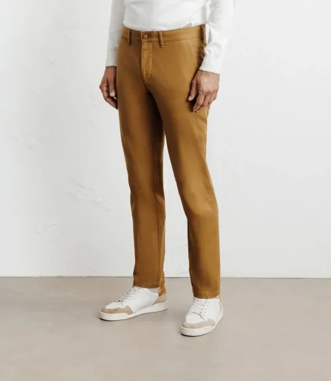 IZAC - Pantalon armuré slim camel foncé