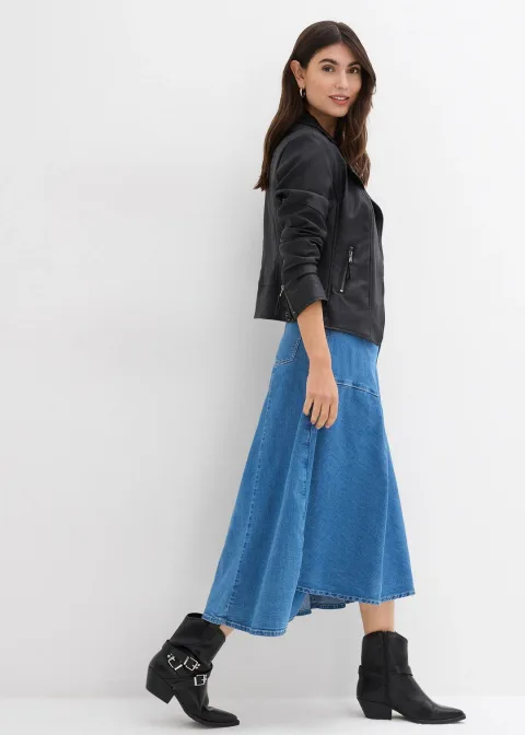 Jupe midi en jean, taille haute