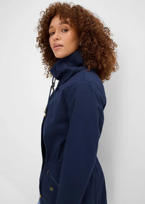 Parka courte en coton à col montant, cintrée