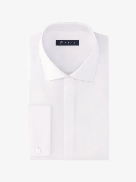 IZAC - Chemise ville en satin de coton blanche