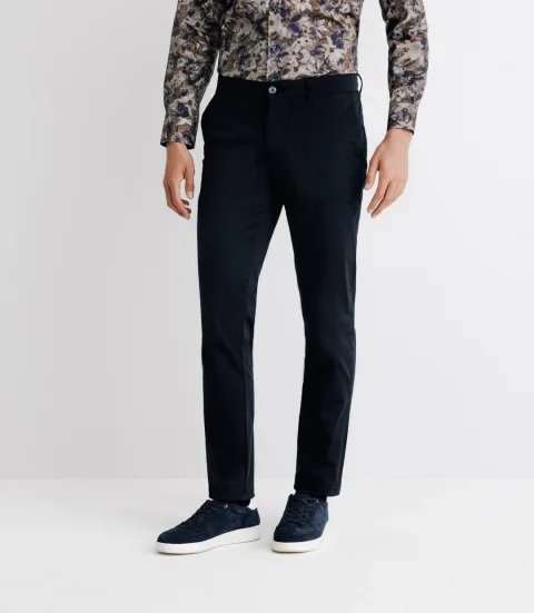 IZAC - Pantalon chino satin marine