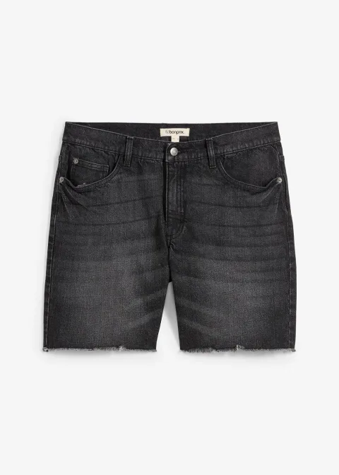Bermuda en jean extensible à finitions effilochées, loose