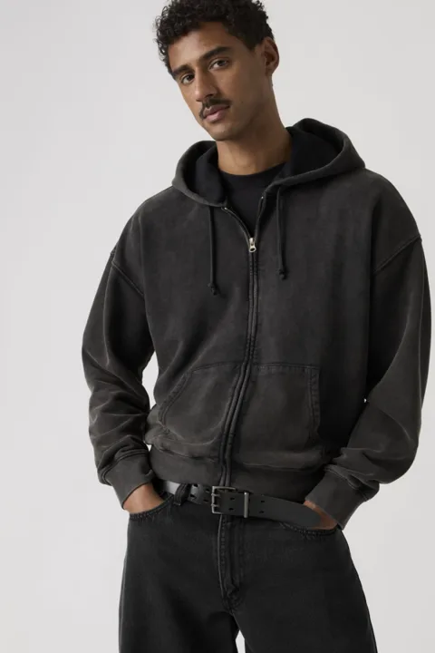 Levi's Sweat Shirt Zippé Hayes Boxy - Homme - Blanc / Falke Birch Camo Silvery Tonal - XL