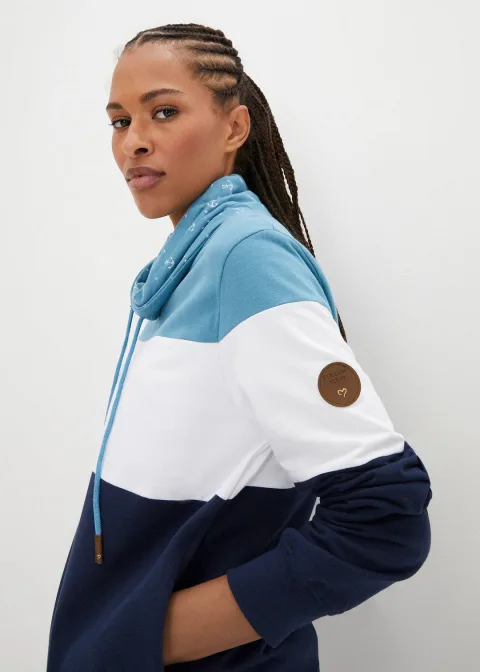 Sweat 100% coton à col imprimé