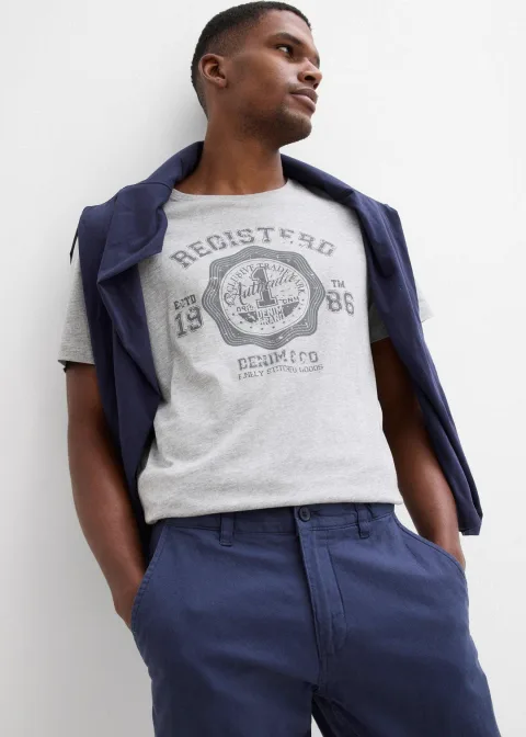 Pantalon chino regular en lin mélangé, droit