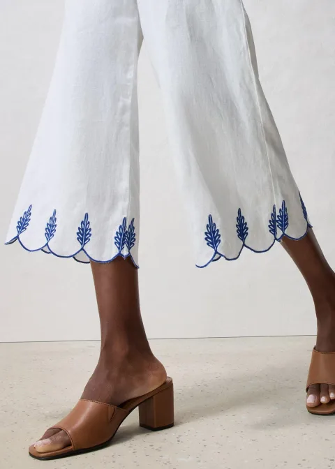 Jupe-culotte en lin avec ceinture (ens. 2 pces)