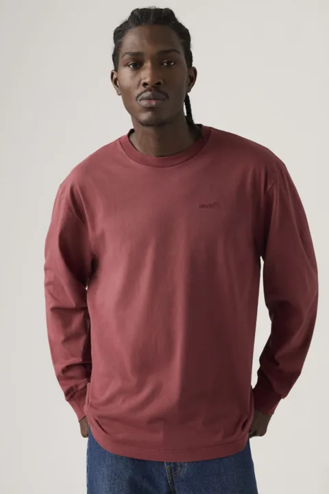 Levi's T Shirt Manche Longue Authentic - Homme - Rouge / Garment Dye Oxblood Red - XL