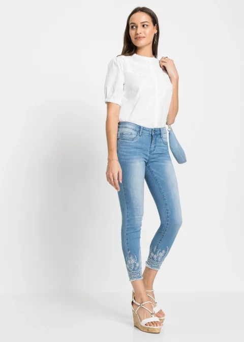 Jean skinny, taille mi-haute, cropped