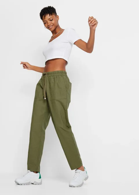 Léger pantalon jogger en lin mélangé