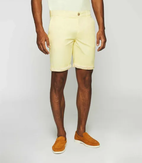 IZAC - Bermuda en coton stretch jaune pale SLOWLY